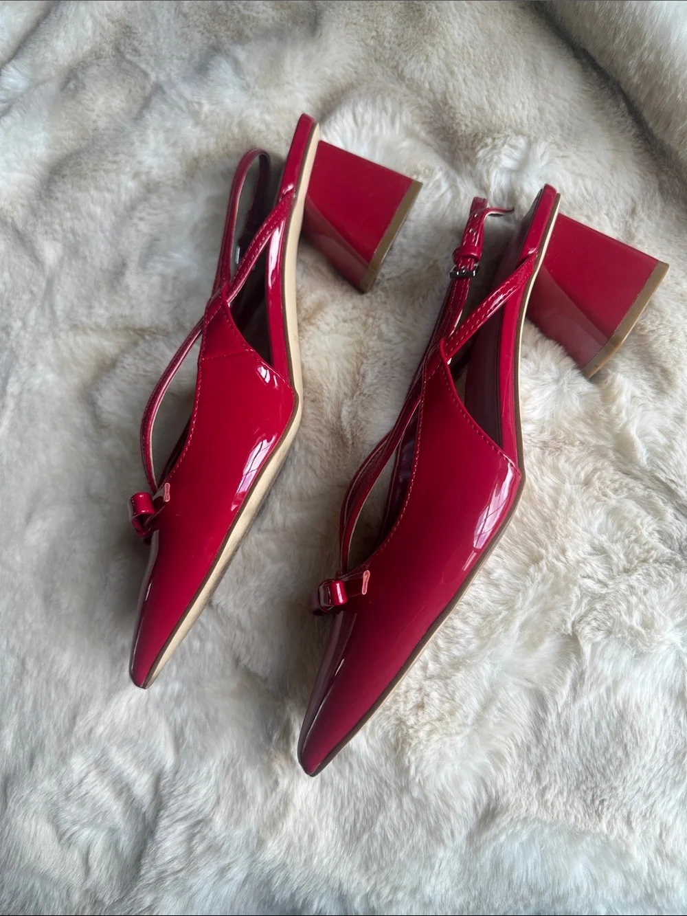 Marc Fisher  Laily Block Heel Slingback Pumps in dark red patent color Sz 7.5